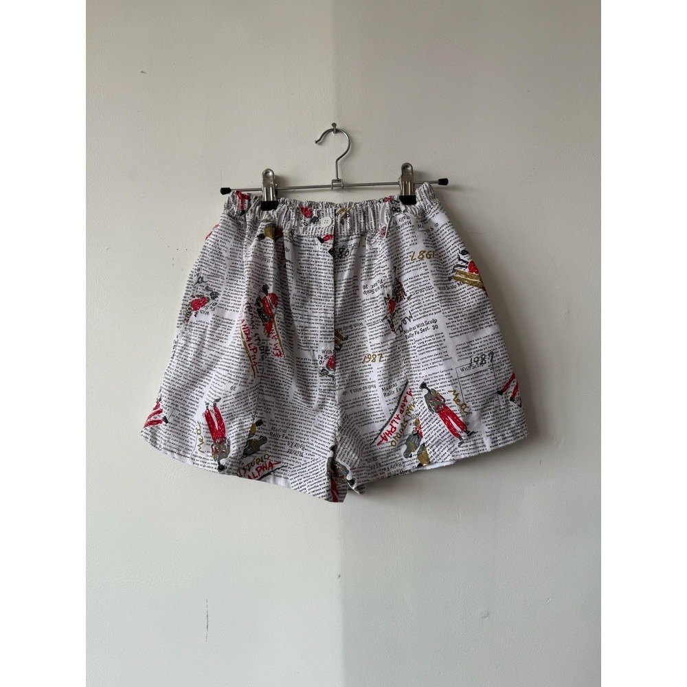 Vintage Sears‎ Shorts Mens Medium Novelty Print Newspaper Lounge Sleepwear 80s